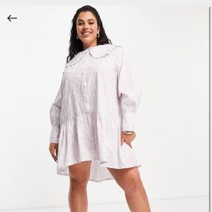 Neon Rose Plus Mini Collar Dress